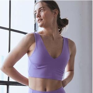 FP Movement Never Better Cropped Brami Tank Top Small Purple Vneck Lavender
